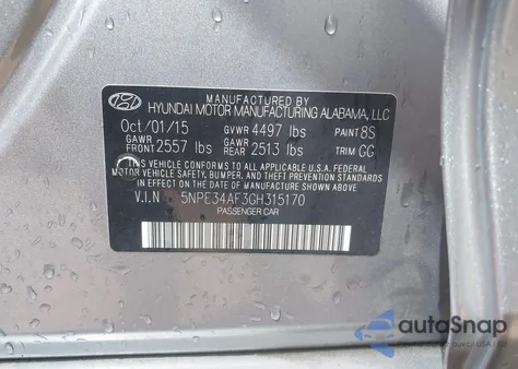 2016 Hyundai Sonata Sport из США, поврежденный, VIN 5NPE34AF3GH315170